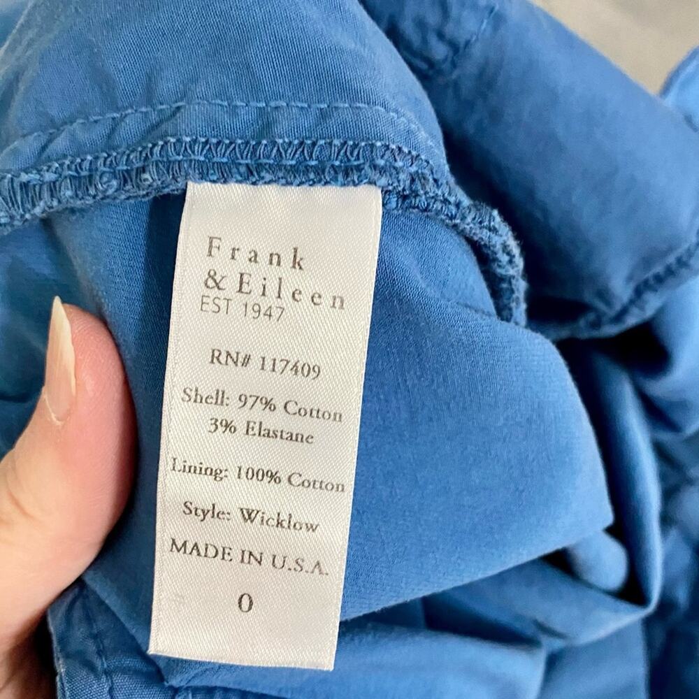 Frank & Eileen The Wicklow Italian Chino Pant Cotton Straight Leg Women’s Sz 0 - Picture 8 of 11